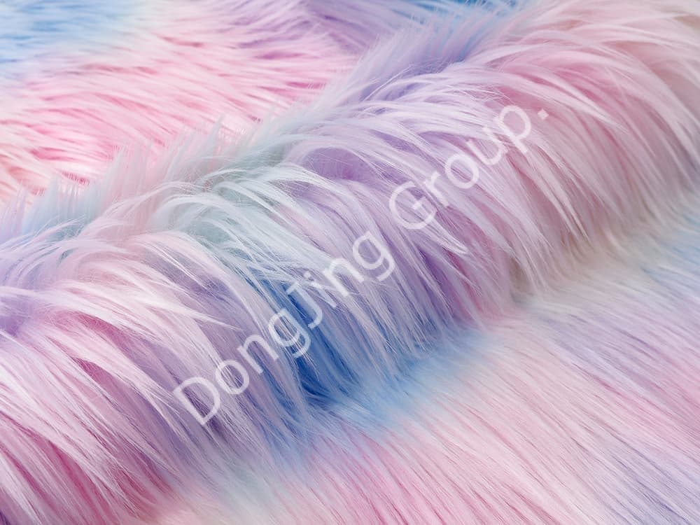 DW0020-jacquard de cinco cores azul, rosa e amarelo faux fur fabric