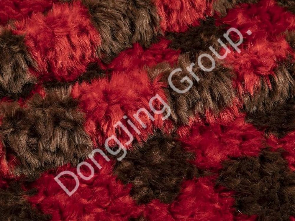 8HW0119-Cabelo de coelho escovado marrom e vermelho faux fur fabric