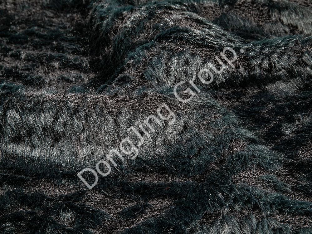 8HW0263-Pêlo de coelho azul profundo levantando preto faux fur fabric