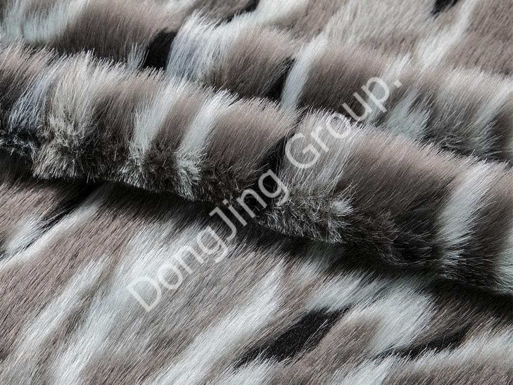 8W1856-Jacquard macio de três cores cinza azul preto faux fur fabric