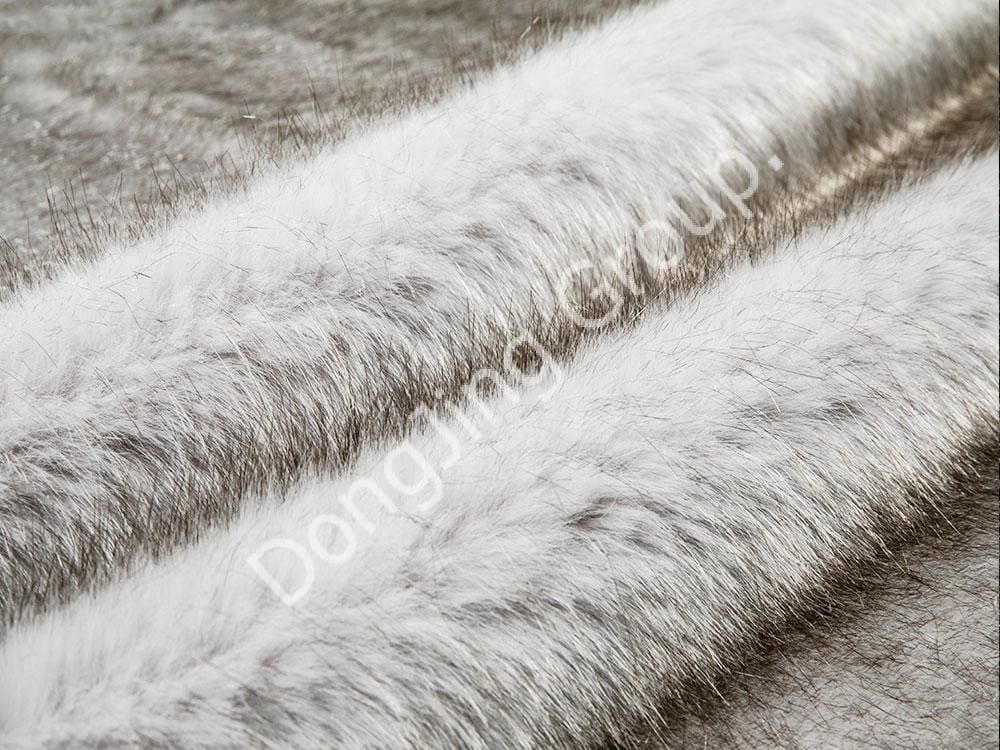 9HG0091-Pêlo de raposa café tingido de branco faux fur fabric