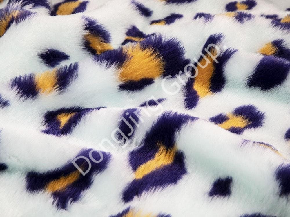 9HW0390-Três cores jacquard (amarelo Landi) leopardo círculo estampado faux fur fabric