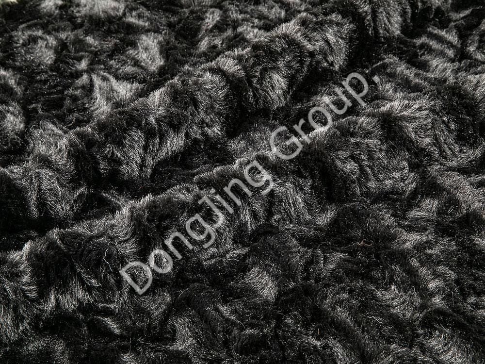 9T2446-Pêlo de coelho preto escovado faux fur fabric