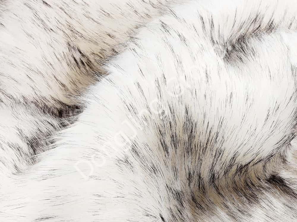 9W1127D-Branco Timmy Branco Estampado Cabelo de Guaxinim pontiagudo preto faux fur fabric