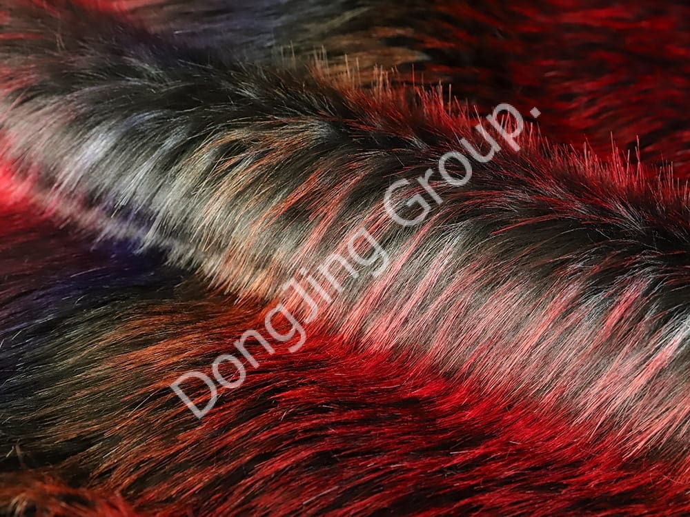 9W1392-Cabelo de guaxinim preto e vermelho faux fur fabric