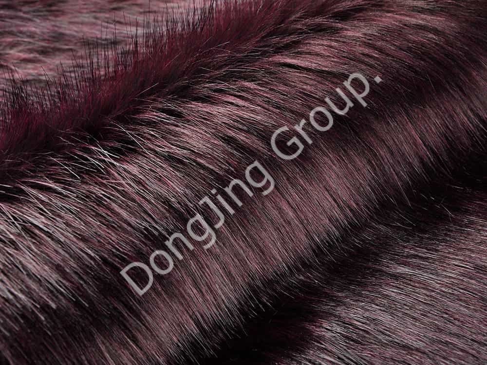 DP0663-Ponta tingida em cinza escuro e vermelho vinho faux fur fabric