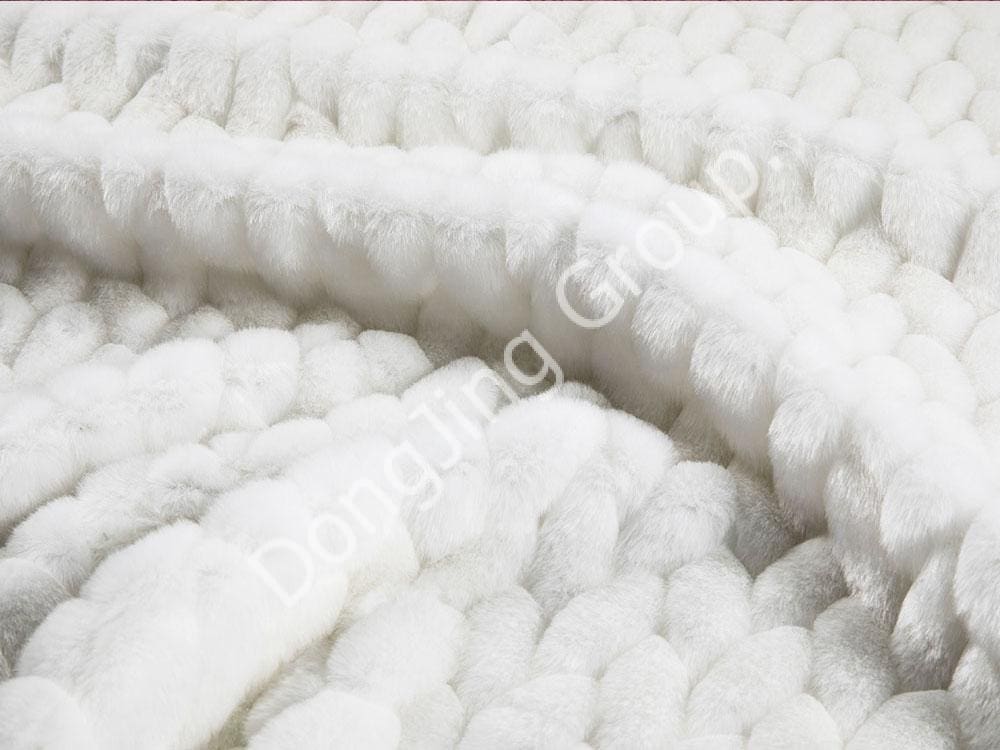 X9HG0193-Pêlo de coelho branco em relevo faux fur fabric